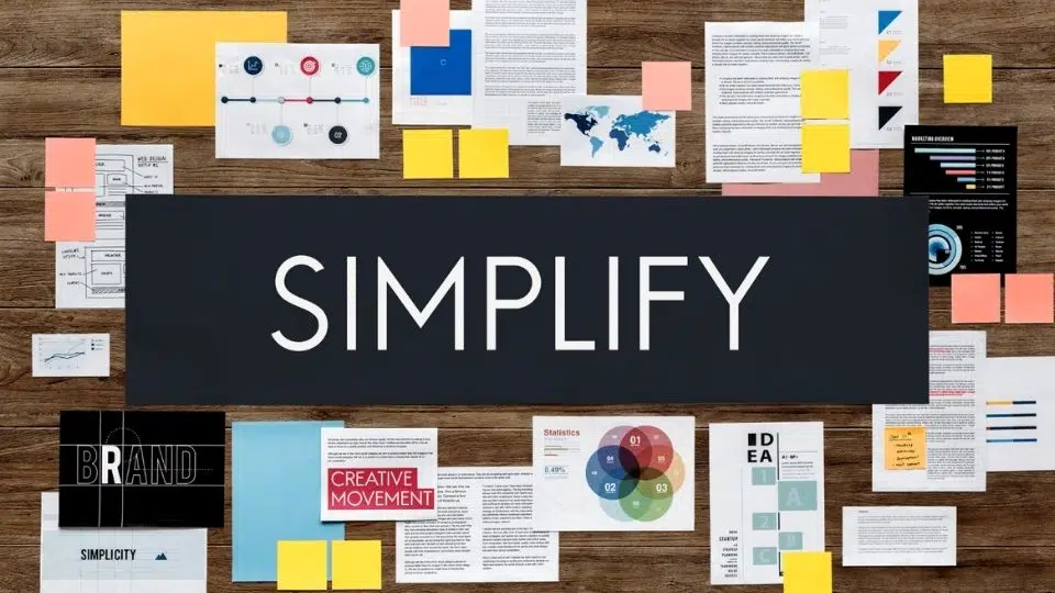 collage of notes with the word simplify