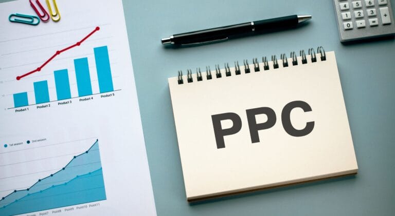 There,is,notebook,with,the,word,ppc.,it,is,an
