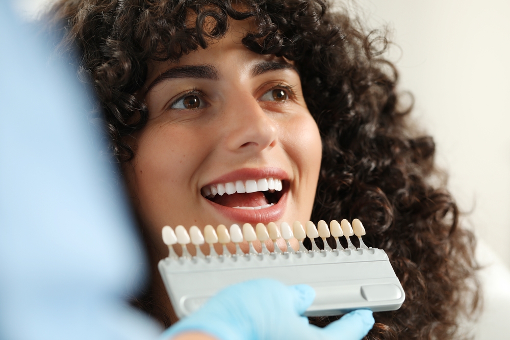 Doctor,Checking,Young,Woman's,Teeth,Color,In,Clinic,,Closeup.,Dental